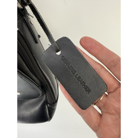 Kenneth Cole Reaction Unisex Black Leather Risky Business Messenger Bag Laptop - Picture 4 of 16